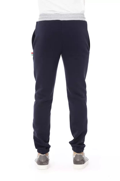 Pantalón deportivo de polar con aplicación tricolor en azul