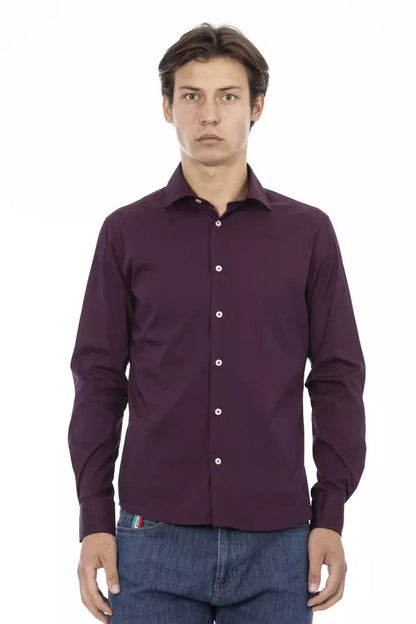 Camisa de hombre elegante burdeos slim fit