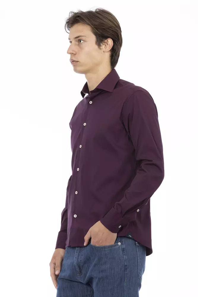 Camisa de hombre elegante burdeos slim fit