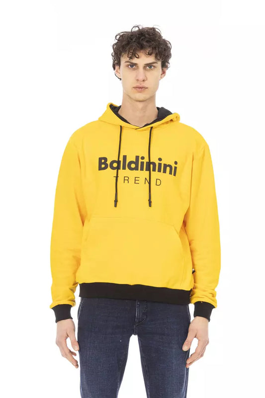 Sudadera con capucha de algodón amarillo sol con logo frontal