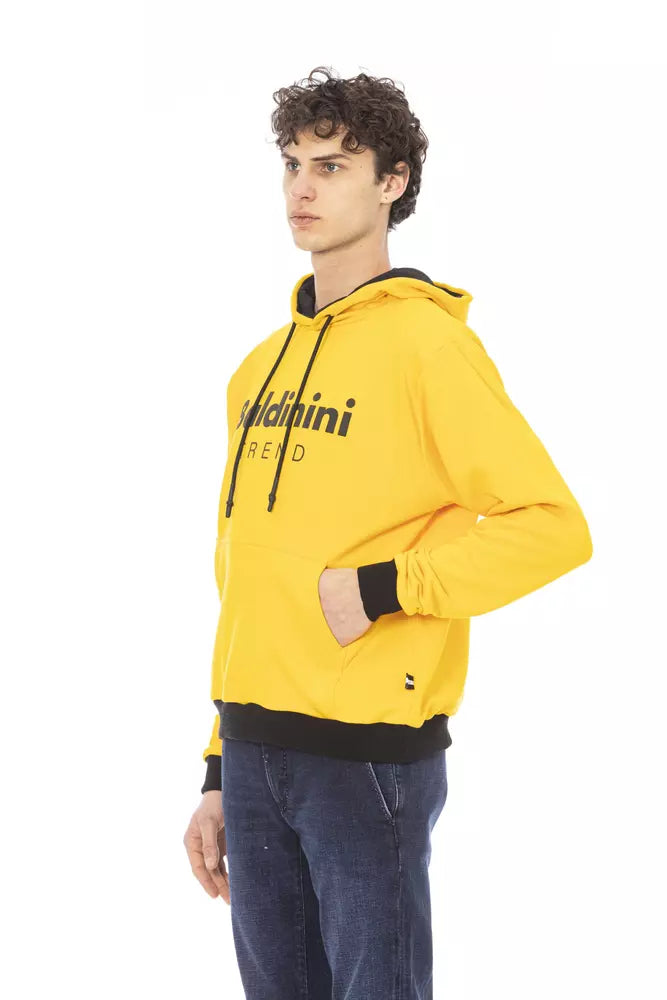 Zonnegele katoenen hoodie met logo aan de voorkant