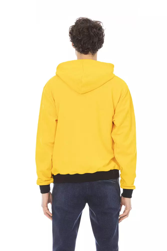 Zonnegele katoenen hoodie met logo aan de voorkant