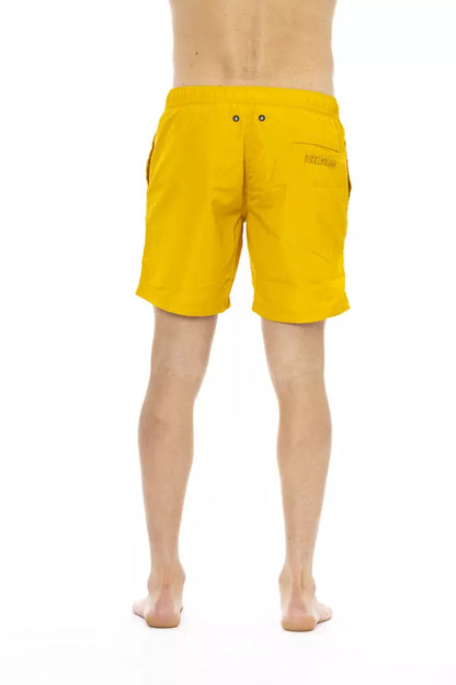 Yellow Polyester Men Swim Short