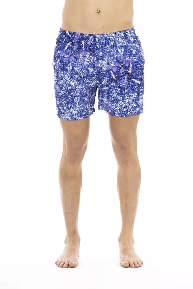 Chique lichtblauwe strandshort met print