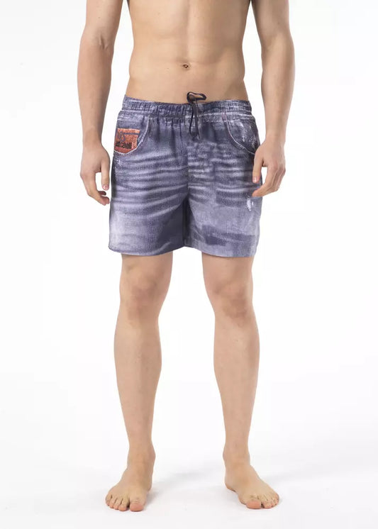 Chique blauw bedrukte strandshort