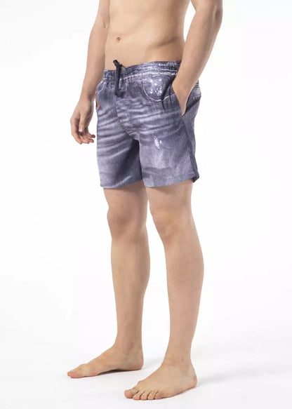 Chique blauw bedrukte strandshort