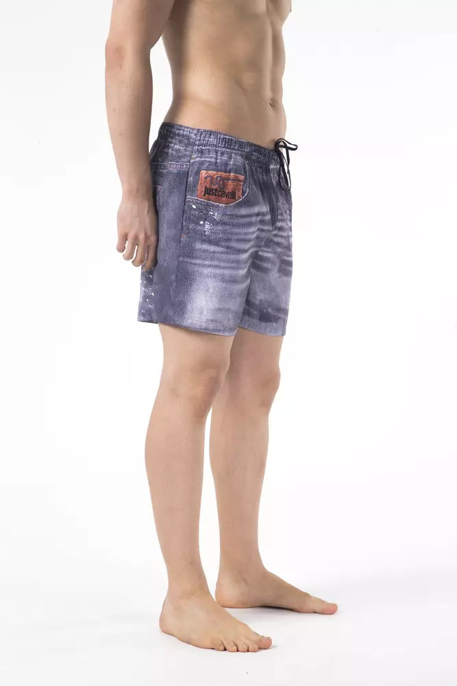 Chique blauw bedrukte strandshort