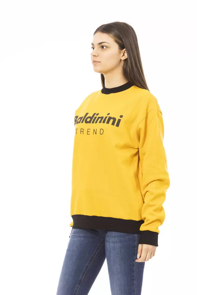 Sudadera con capucha de felpa de algodón amarilla elegante con logotipo