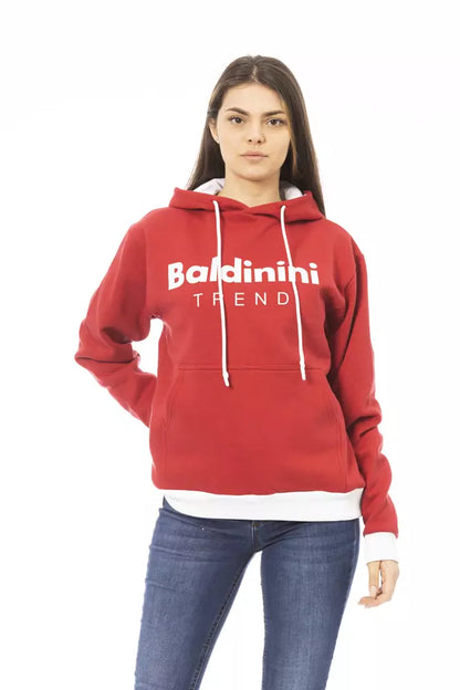 Sudadera con capucha de algodón roja elegante con logo frontal