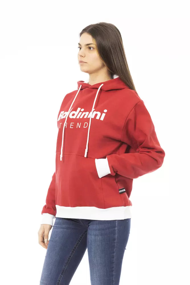 Sudadera con capucha de algodón roja elegante con logo frontal