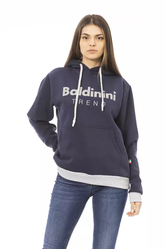 Sudadera con capucha de algodón azul elegante con logo frontal