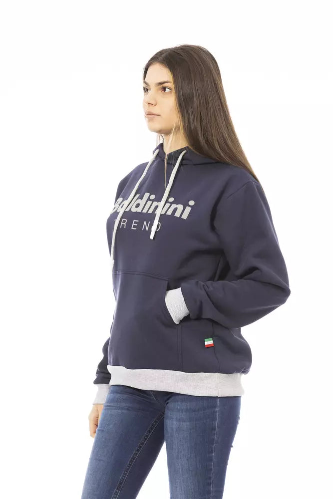 Blue Cotton Women Hoodie