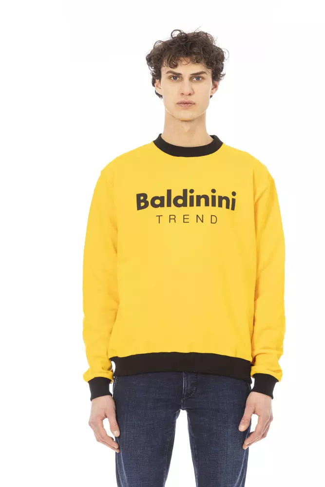 Sudadera con capucha de algodón amarillo radiante con detalle de logotipo