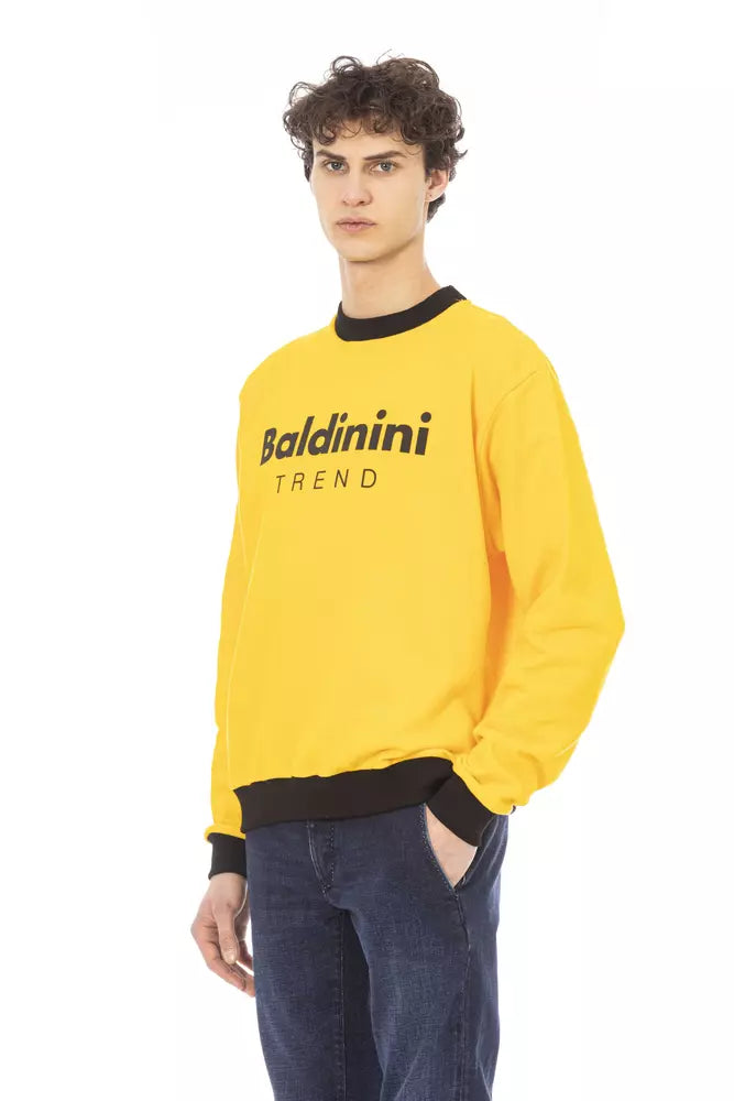 Sudadera con capucha de algodón amarillo radiante con detalle de logotipo