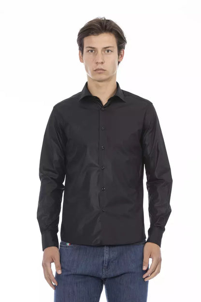 Camisa italiana slim fit negra elegante