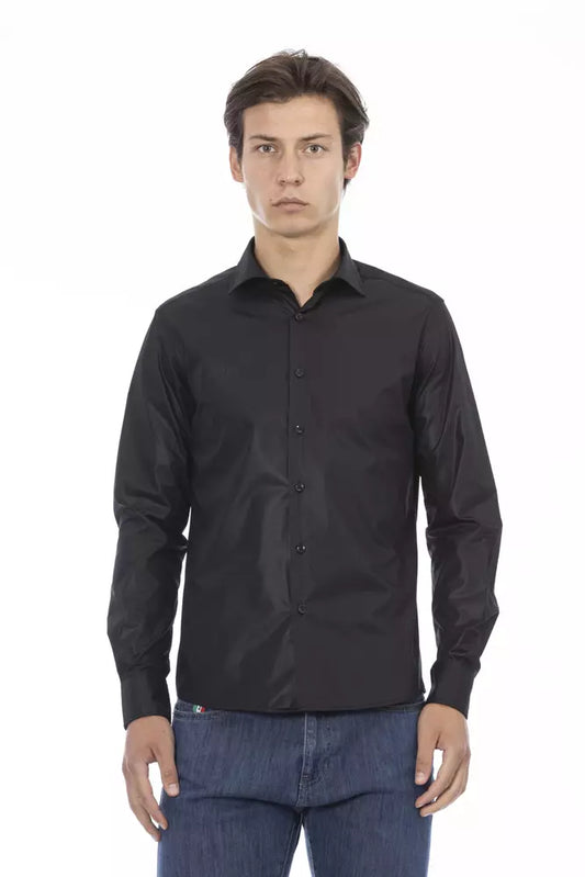 Camisa italiana slim fit negra elegante