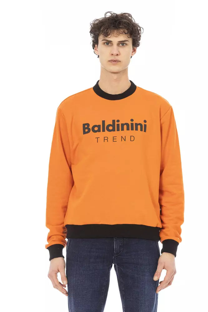 Oranje katoenfleece hoodie met logo aan de voorkant