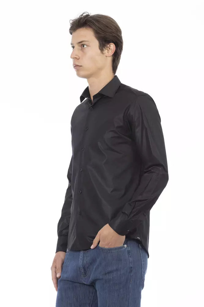 Camisa italiana slim fit negra elegante