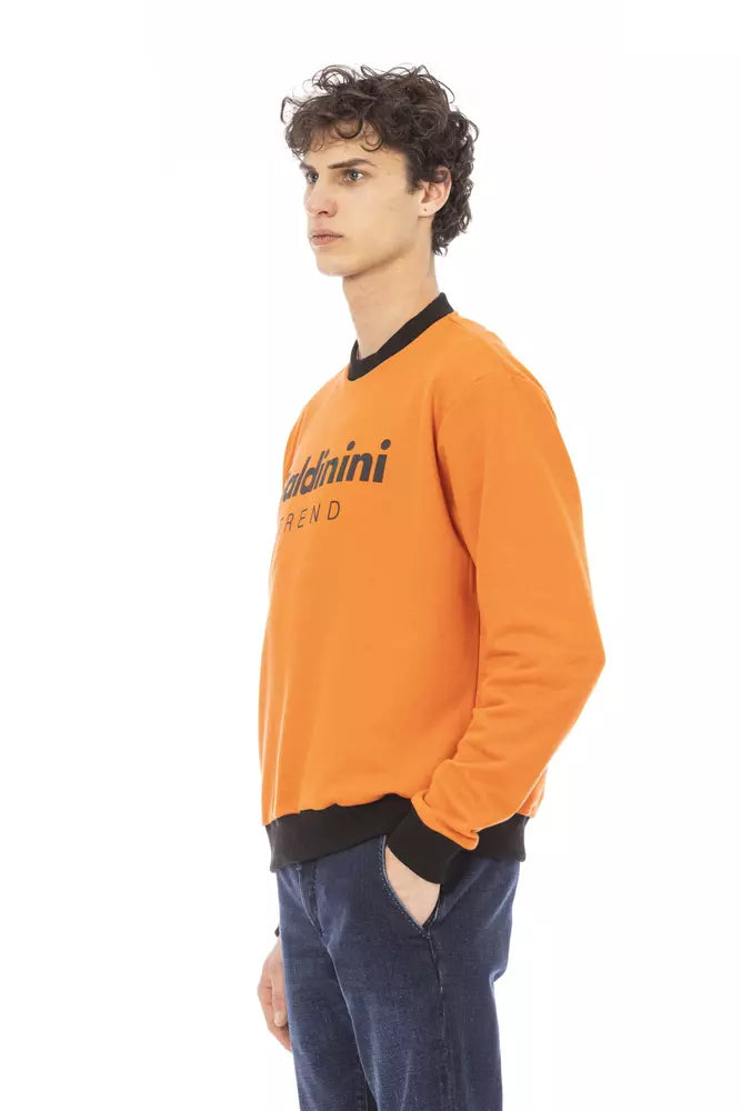 Sudadera con capucha de felpa de algodón naranja con logo frontal