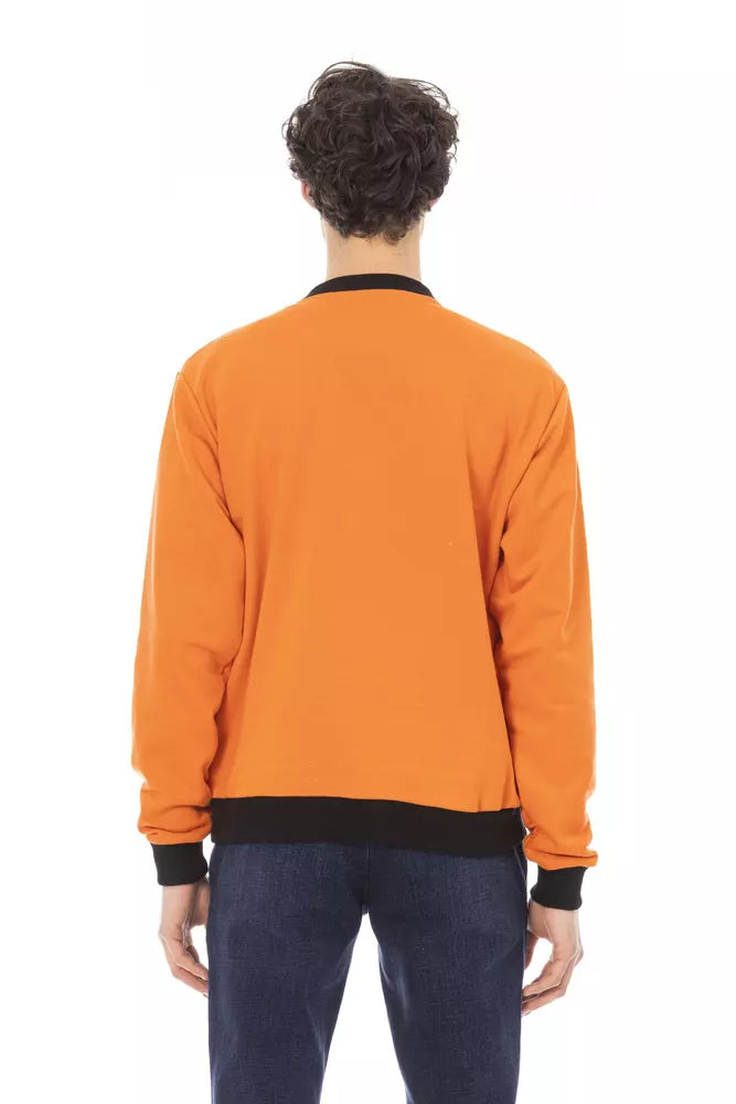 Sudadera con capucha de felpa de algodón naranja con logo frontal