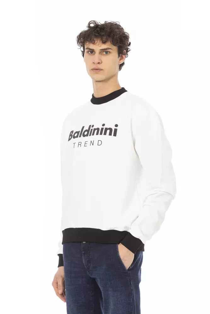 Sudadera con capucha de polar de algodón blanca elegante con logo frontal