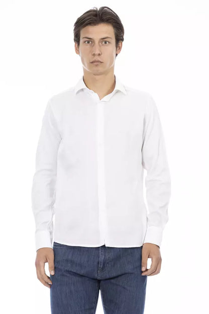 Camisa elegante de algodón blanca de corte slim