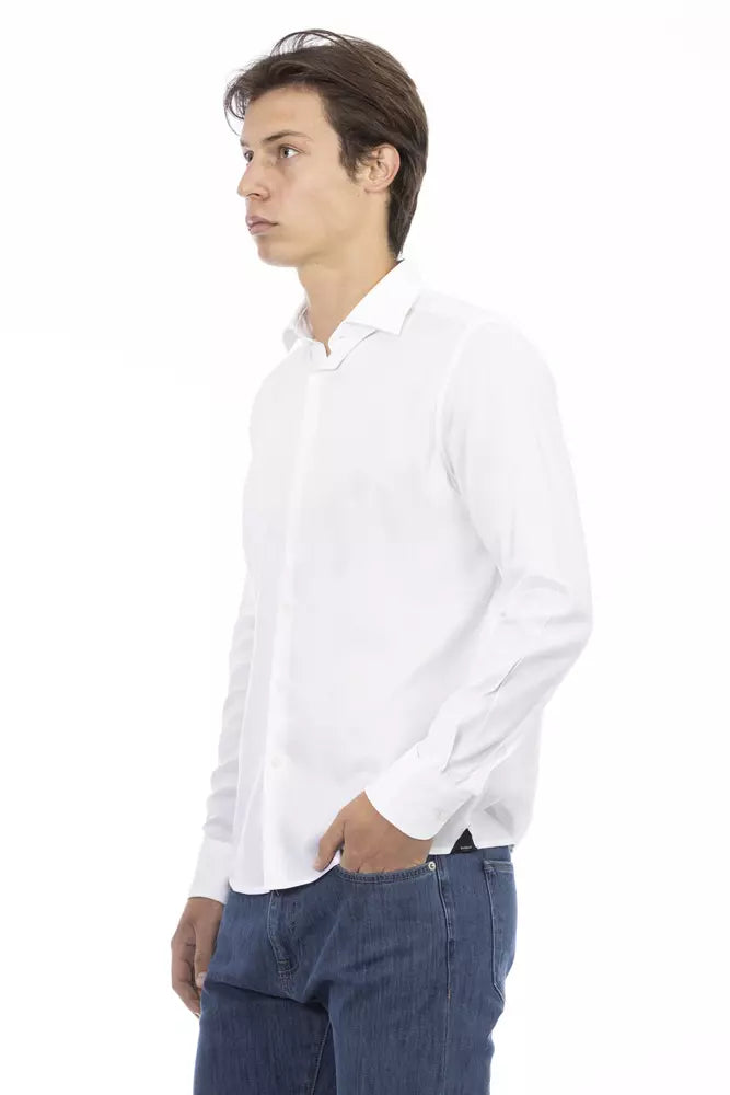 Camisa elegante de algodón blanca de corte slim