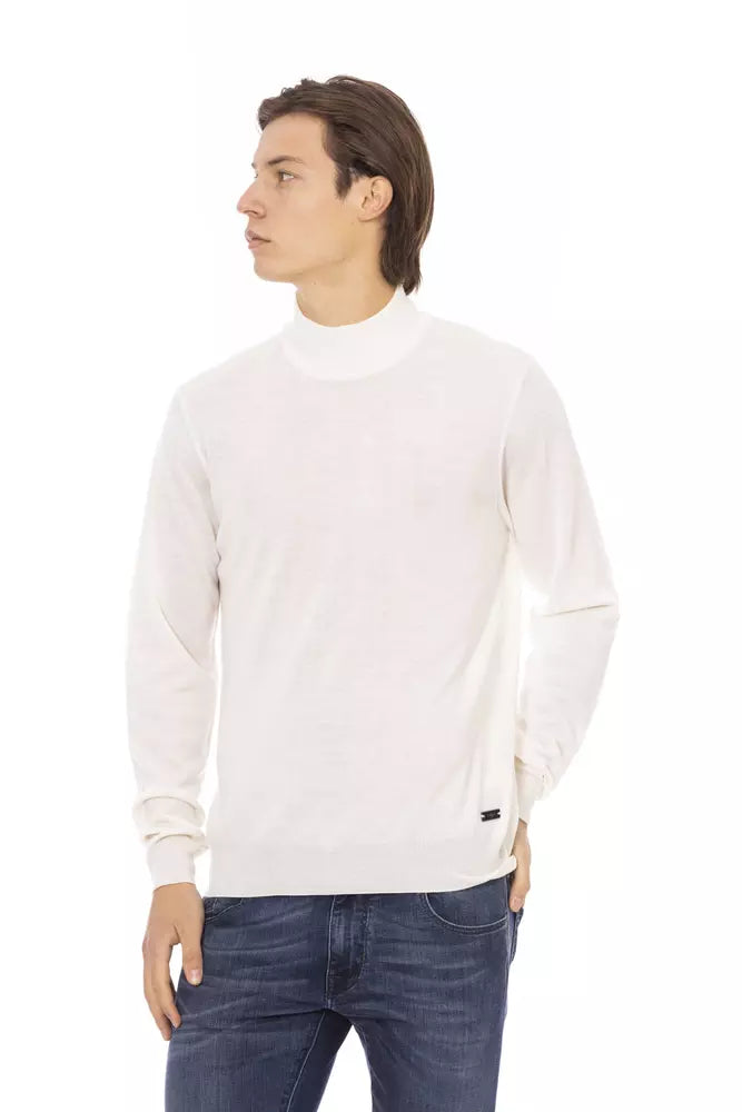 White Fabric Men Sweater