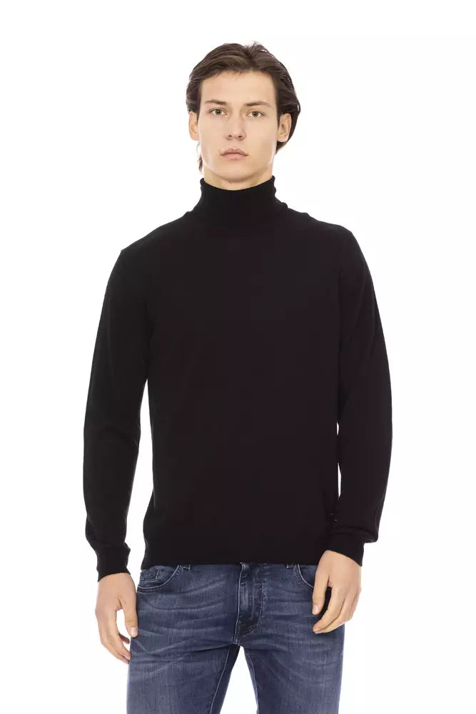 Black Fabric Men Sweater