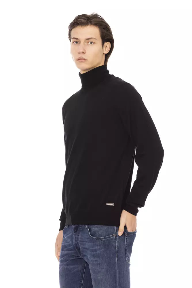 Black Fabric Men Sweater