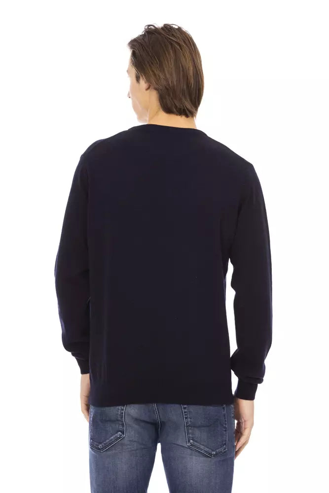 Blue Wool Men Sweater