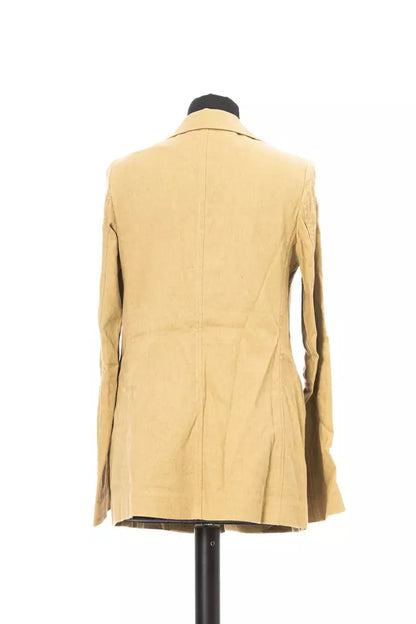 Beige Cotton Women Blazer