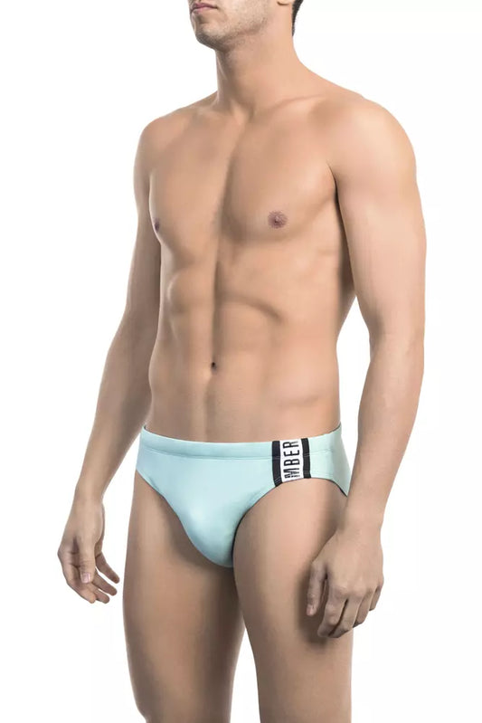 Light Blue Polyamide Men Swimwear