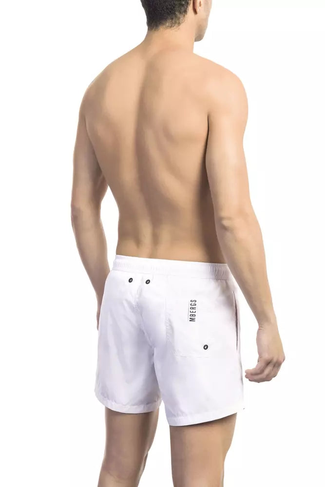 White Polyamide Men Swim Short