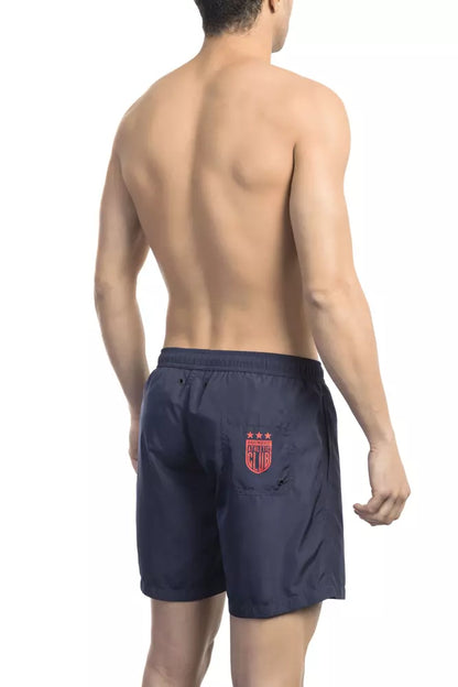 Blue Polyester Men Swim Short