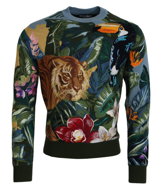 Jersey de lana y seda con bordado Jungle