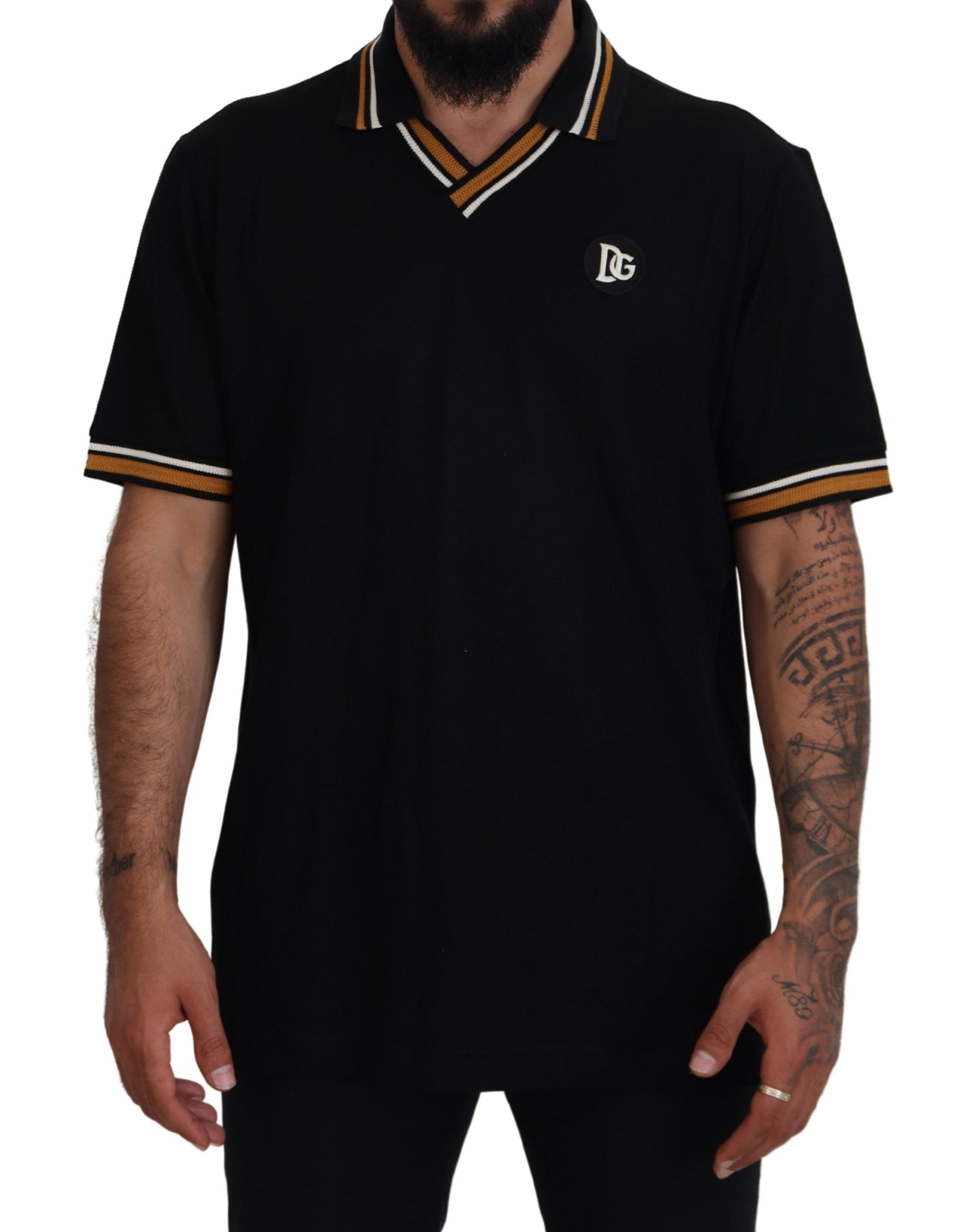 Elegant zwart zijden polo-T-shirt