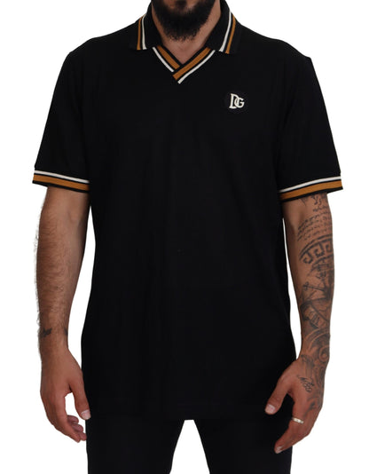 Elegante polo de seda negro