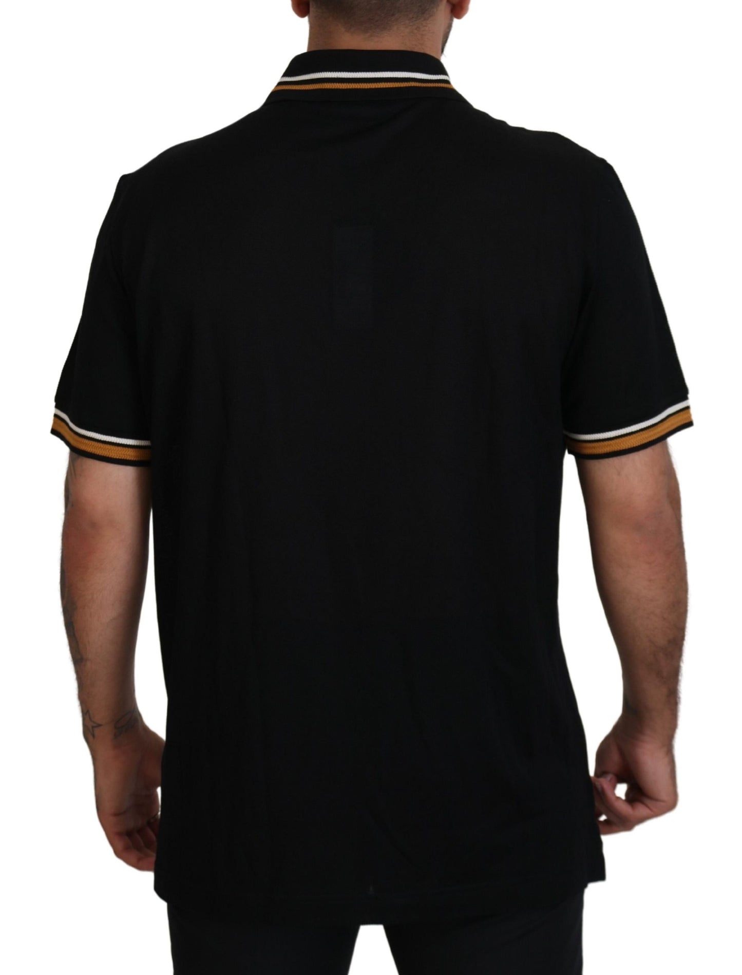 Elegant zwart zijden polo-T-shirt