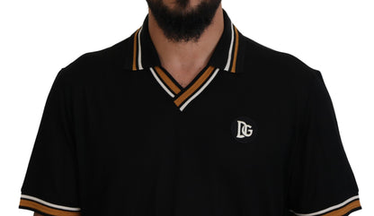 Elegante polo de seda negro