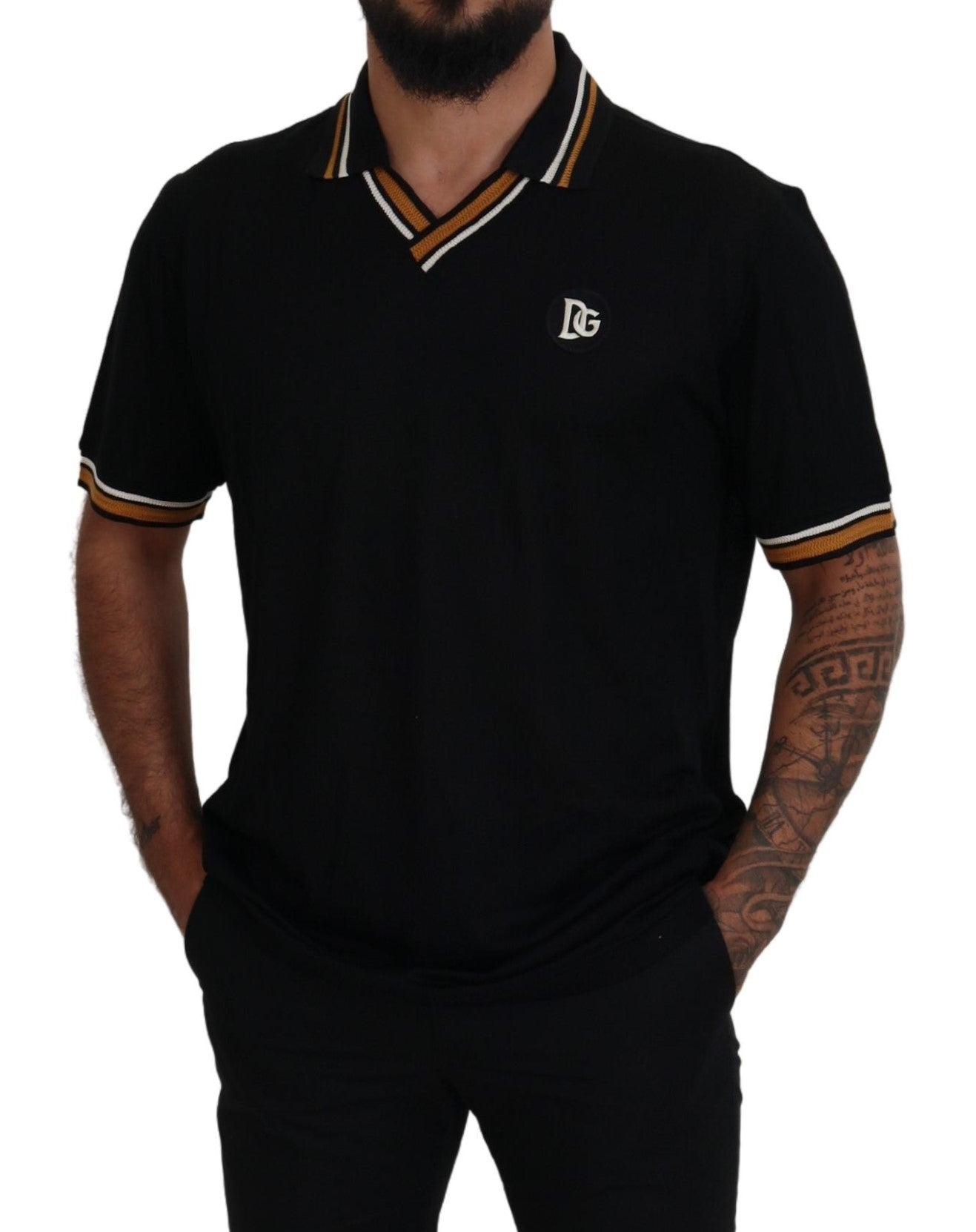 Elegante polo de seda negro