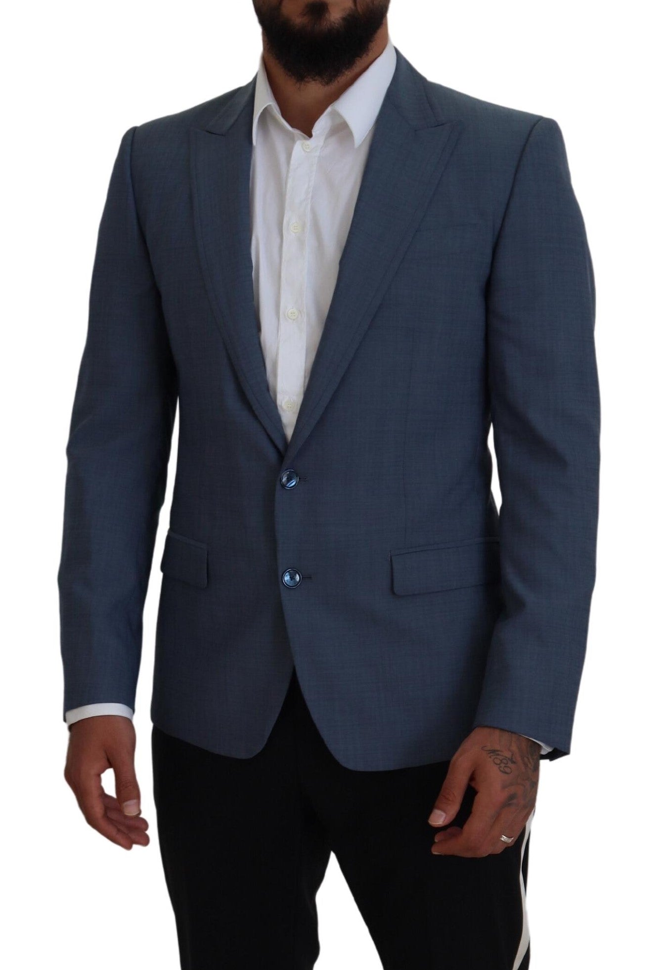 Elegante blazer deportivo azul con un solo botonadura