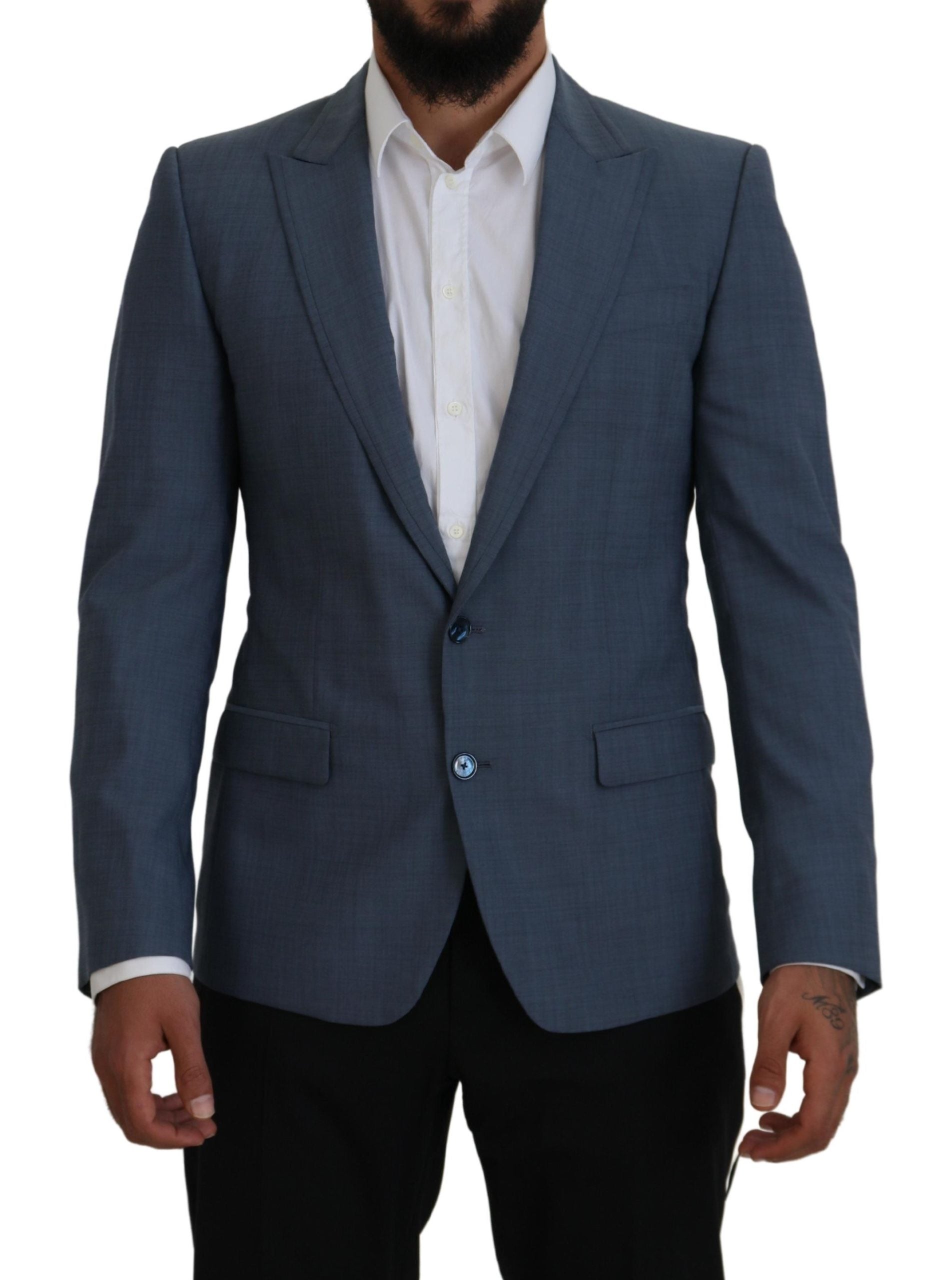 Elegante blazer deportivo azul con un solo botonadura