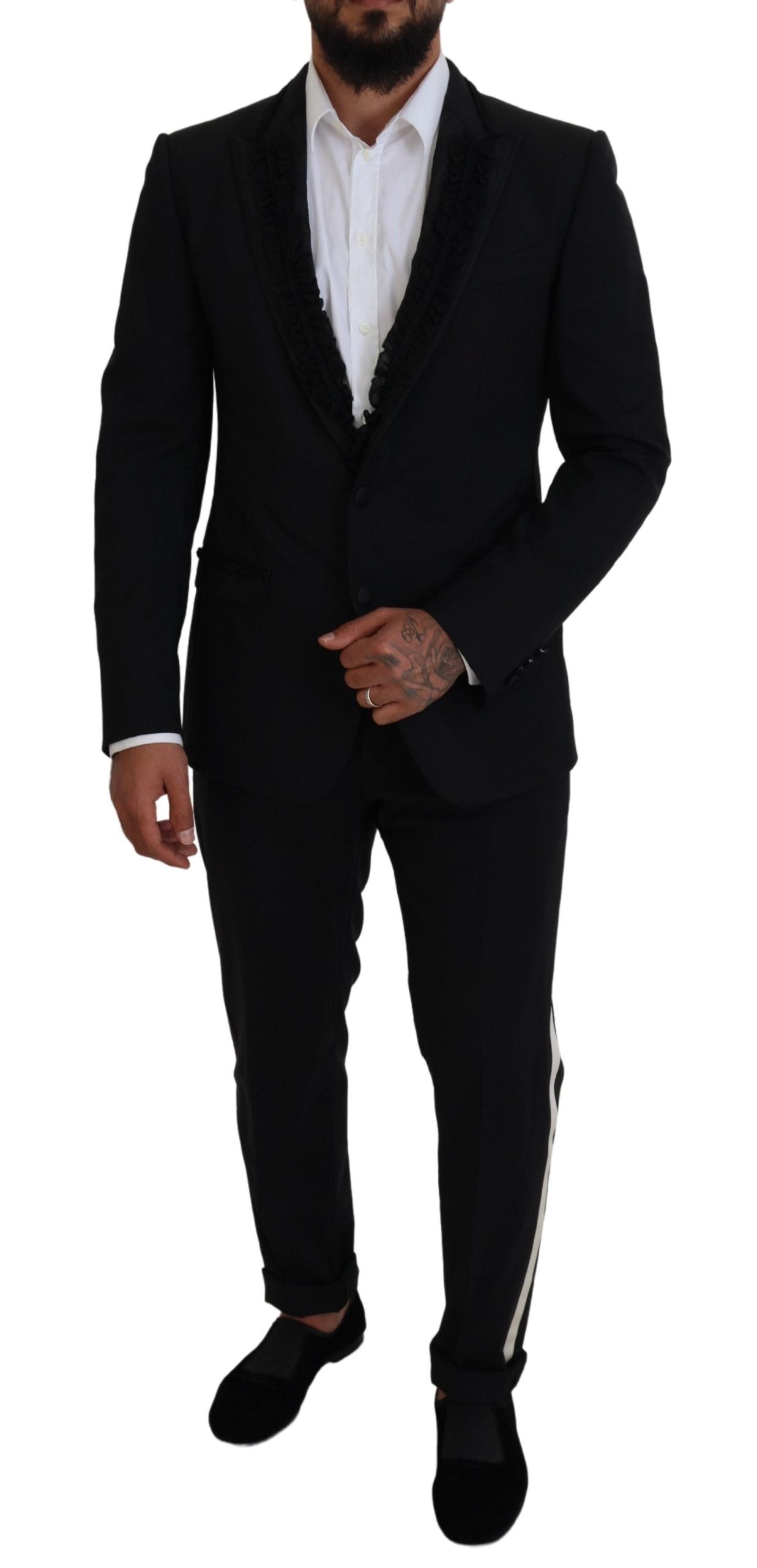 Elegante blazer de noche negro con forro de seda