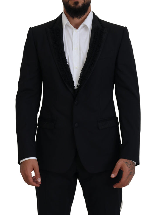 Elegante blazer de noche negro con forro de seda