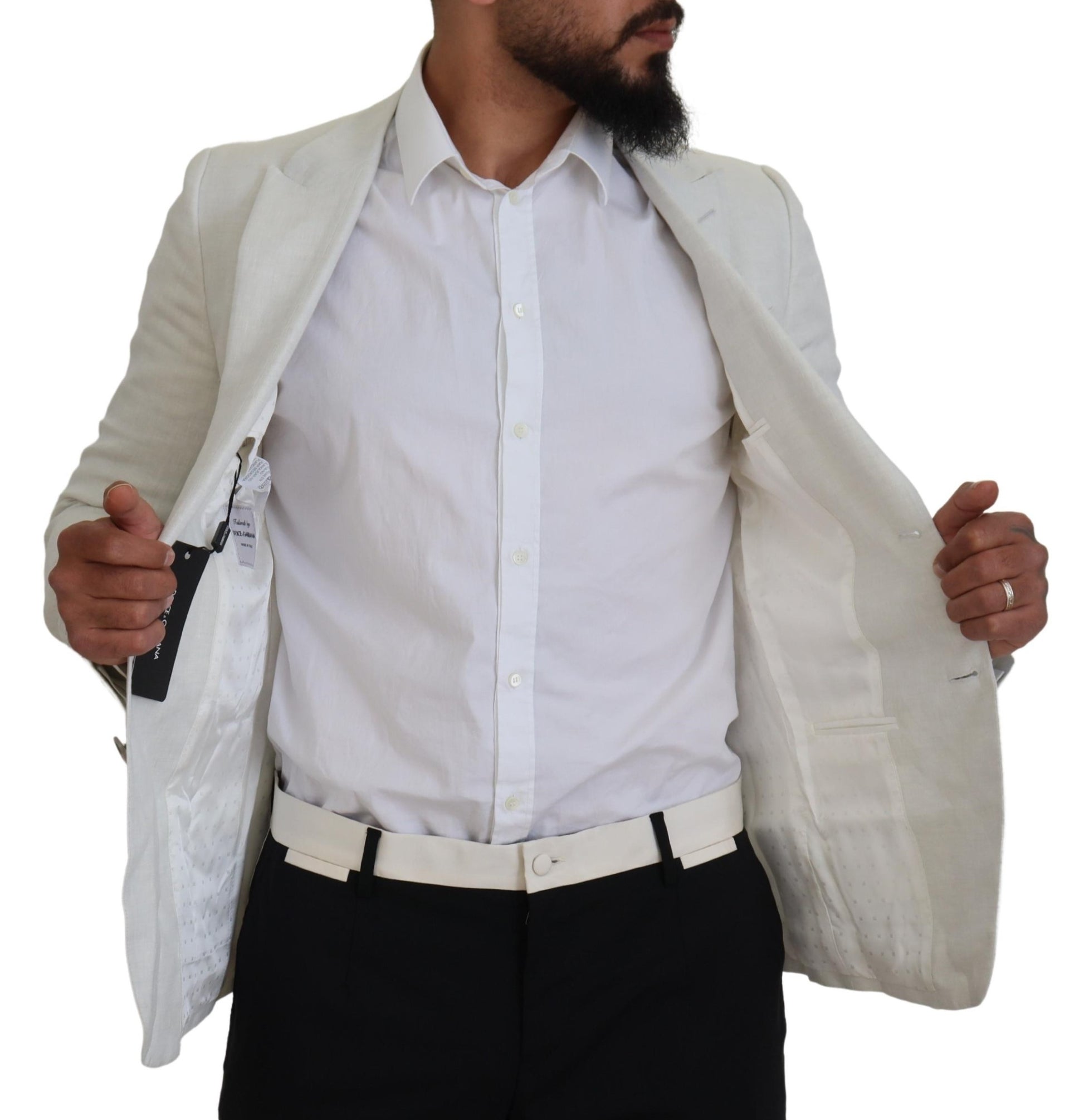 Elegante witte Sicilia blazer met enkele rij knopen