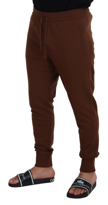 Elegantes pantalones jogger de cachemira marrón