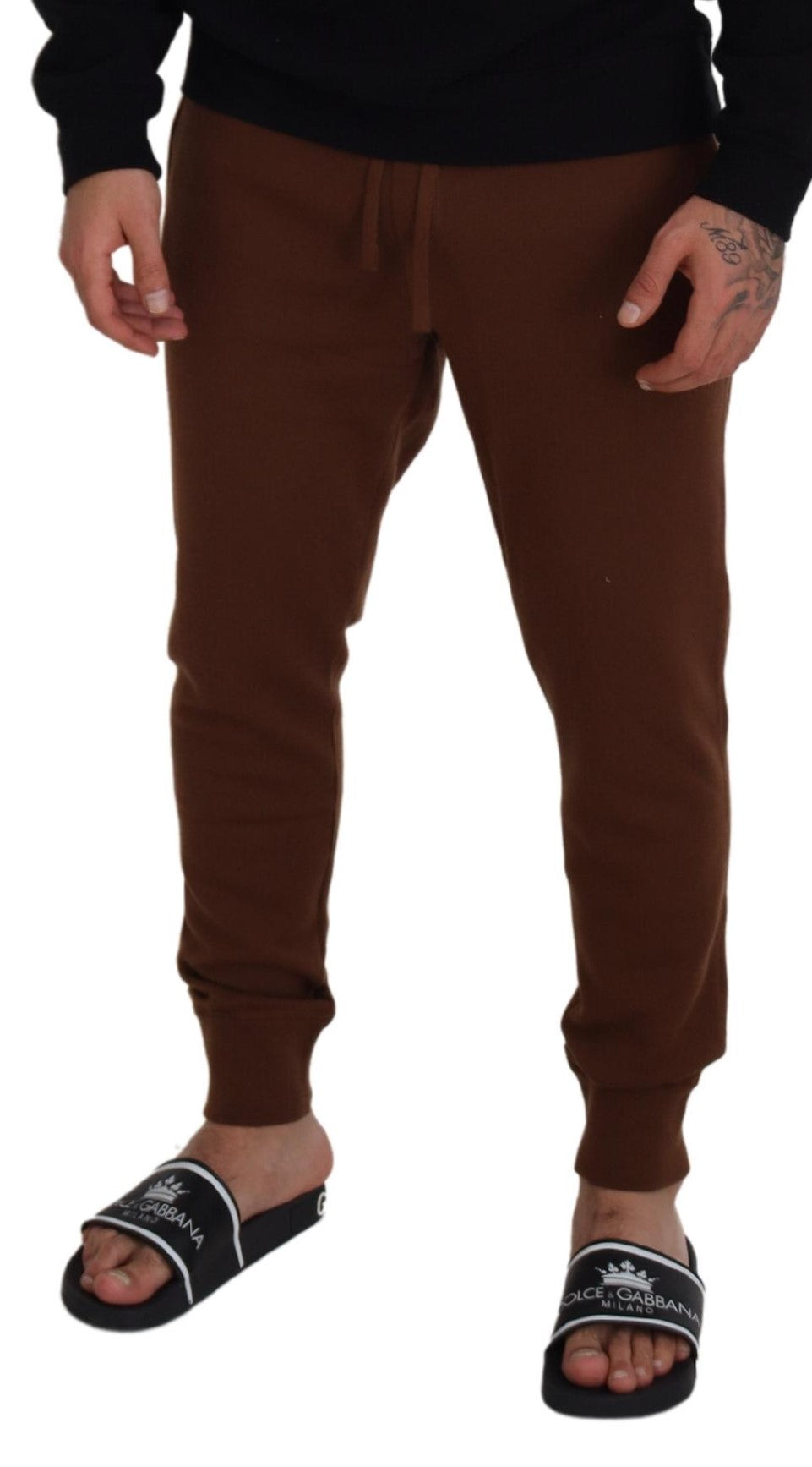 Elegantes pantalones jogger de cachemira marrón