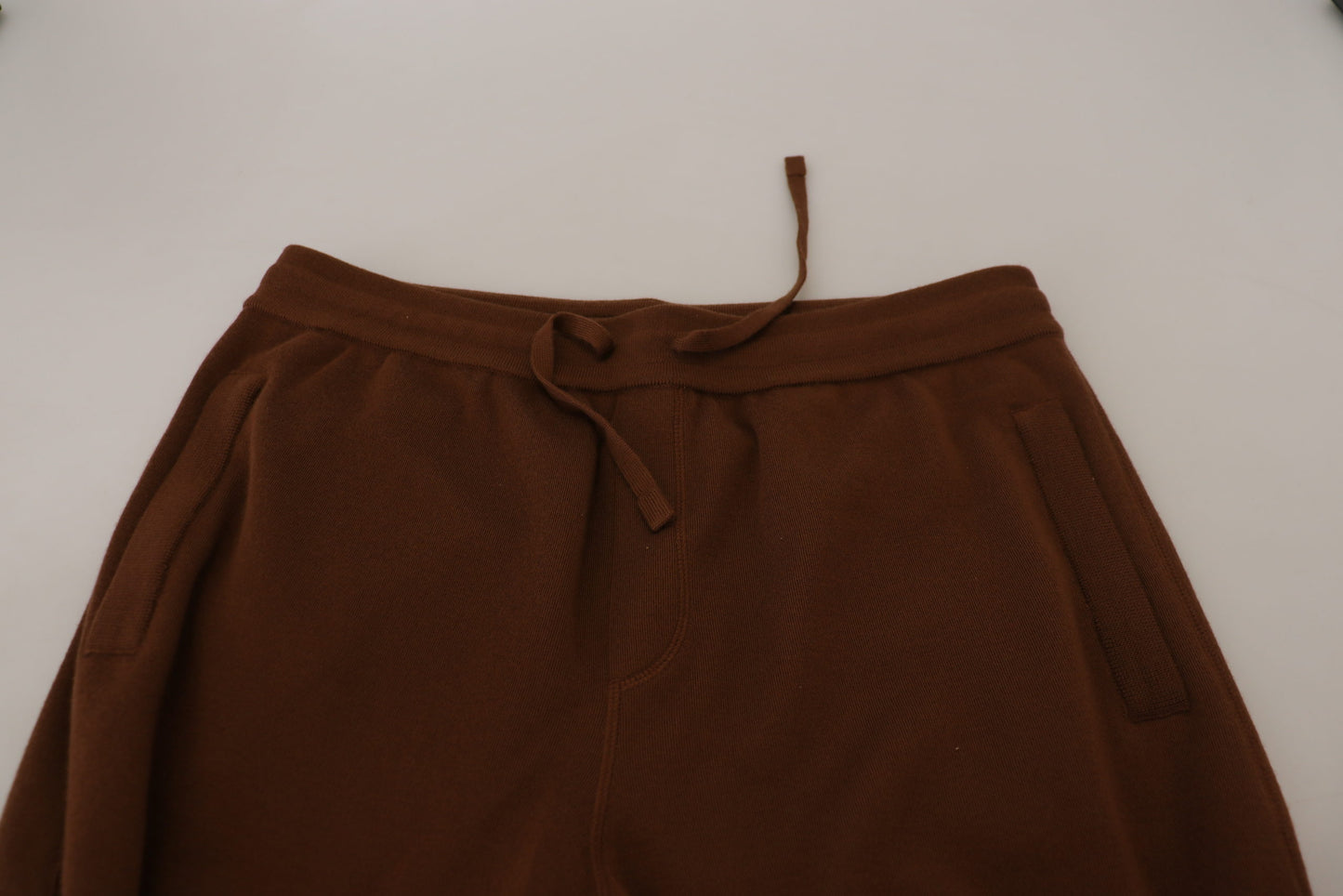 Elegant Brown Cashmere Jogger Pants