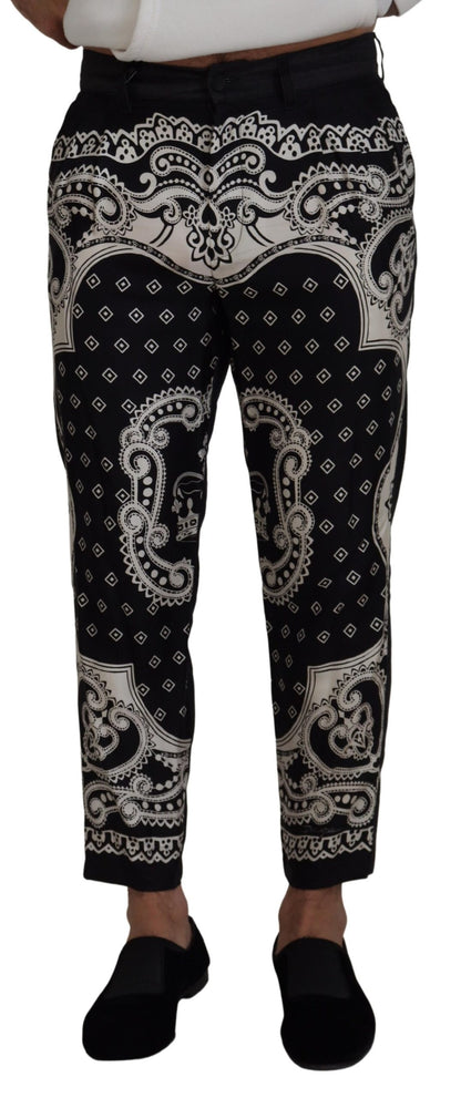 Zwarte zijden bandana print broek